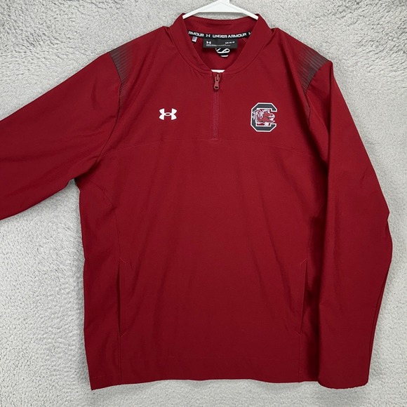 South Carolina Gamecocks Mens Pullover Jacket Large Red Quarter Zip Under Armour - Picture 1 of 9